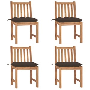 vidaXL, vidaXL Gartenstühle 4 Stk. mit Kissen Massivholz Teak, vidaXL Gartenstühle 4 Stk. mit Kissen Massivholz Teak