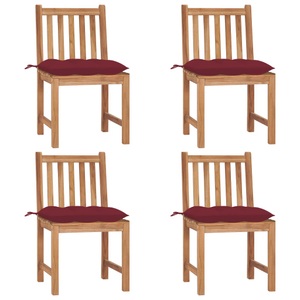 vidaXL, vidaXL Gartenstühle 4 Stk. mit Kissen Massivholz Teak, vidaXL Gartenstühle 4 Stk. mit Kissen Massivholz Teak