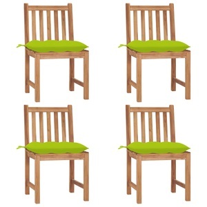 vidaXL, vidaXL Gartenstühle 4 Stk. mit Kissen Massivholz Teak, vidaXL Gartenstühle 4 Stk. mit Kissen Massivholz Teak