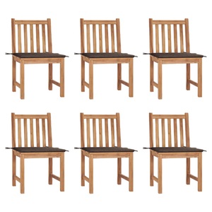 vidaXL, vidaXL Gartenstühle 6 Stk. mit Kissen Massivholz Teak, vidaXL Gartenstühle 6 Stk. mit Kissen Massivholz Teak