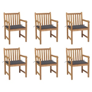 vidaXL, vidaXL Gartenstühle 6 Stk. mit Anthrazit Kissen Massivholz Teak