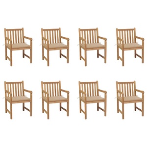 vidaXL, vidaXL Gartenstühle 8 Stk. mit Beigen Kissen Massivholz Teak, 