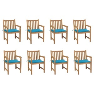 vidaXL, vidaXL Gartenstühle 8 Stk. mit Blauen Kissen Massivholz Teak, 