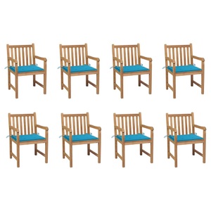 vidaXL, vidaXL Gartenstühle 8 Stk. mit Blauen Kissen Massivholz Teak