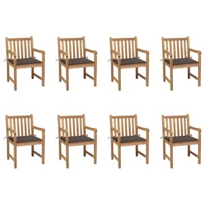 vidaXL, vidaXL Gartenstühle 8 Stk. mit Taupe Kissen Massivholz Teak, 