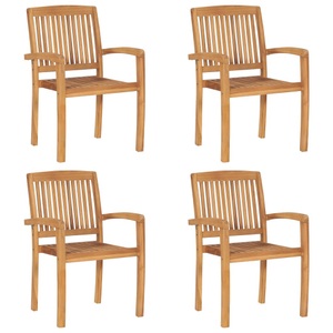 vidaXL, vidaXL Stapelbare Gartenstühle 4 Stk. Massivholz Teak, 