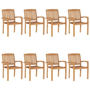 vidaXL, vidaXL Stapelbare Gartenstühle 8 Stk. Massivholz Teak, 