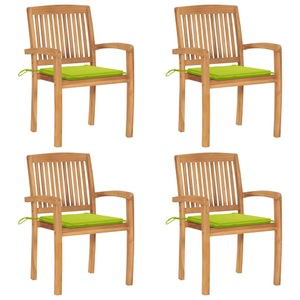 vidaXL, vidaXL Stapelbare Gartenstühle mit Kissen 4 Stk. Massivholz Teak, 