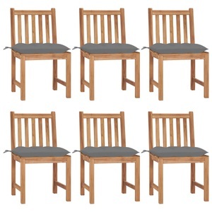 vidaXL, vidaXL Gartenstühle 6 Stk. mit Kissen Massivholz Teak, vidaXL Gartenstühle 6 Stk. mit Kissen Massivholz Teak