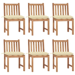 vidaXL, vidaXL Gartenstühle 6 Stk. mit Kissen Massivholz Teak, vidaXL Gartenstühle 6 Stk. mit Kissen Massivholz Teak