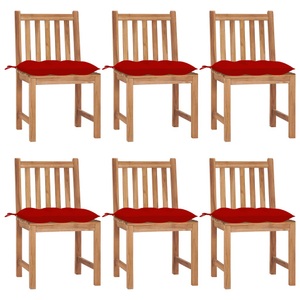vidaXL, vidaXL Gartenstühle 6 Stk. mit Kissen Massivholz Teak, vidaXL Gartenstühle 6 Stk. mit Kissen Massivholz Teak