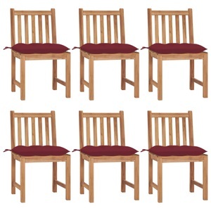vidaXL, vidaXL Gartenstühle 6 Stk. mit Kissen Massivholz Teak, vidaXL Gartenstühle 6 Stk. mit Kissen Massivholz Teak