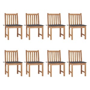 vidaXL, vidaXL Gartenstühle 8 Stk. mit Kissen Massivholz Teak, vidaXL Gartenstühle 8 Stk. mit Kissen Massivholz Teak