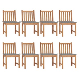 vidaXL, vidaXL Gartenstühle 8 Stk. mit Kissen Massivholz Teak, vidaXL Gartenstühle 8 Stk. mit Kissen Massivholz Teak