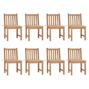 vidaXL, vidaXL Gartenstühle 8 Stk. mit Kissen Massivholz Teak, vidaXL Gartenstühle 8 Stk. mit Kissen Massivholz Teak