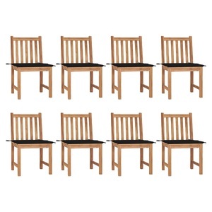 vidaXL, vidaXL Gartenstühle 8 Stk. mit Kissen Massivholz Teak, vidaXL Gartenstühle 8 Stk. mit Kissen Massivholz Teak