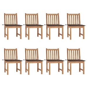 vidaXL, vidaXL Gartenstühle 8 Stk. mit Kissen Massivholz Teak, vidaXL Gartenstühle 8 Stk. mit Kissen Massivholz Teak
