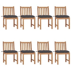 vidaXL, vidaXL Gartenstühle 8 Stk. mit Kissen Massivholz Teak, vidaXL Gartenstühle 8 Stk. mit Kissen Massivholz Teak
