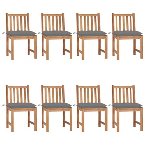 vidaXL, vidaXL Gartenstühle 8 Stk. mit Kissen Massivholz Teak, vidaXL Gartenstühle 8 Stk. mit Kissen Massivholz Teak