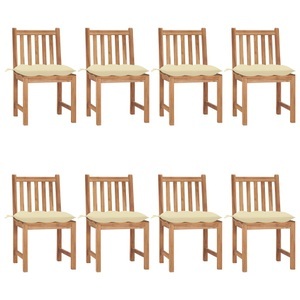 vidaXL, vidaXL Gartenstühle 8 Stk. mit Kissen Massivholz Teak, vidaXL Gartenstühle 8 Stk. mit Kissen Massivholz Teak