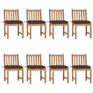 vidaXL, vidaXL Gartenstühle 8 Stk. mit Kissen Massivholz Teak, vidaXL Gartenstühle 8 Stk. mit Kissen Massivholz Teak