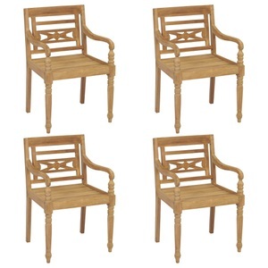 vidaXL, vidaXL Batavia-Stühle 4 Stk. Massivholz Teak, vidaXL Batavia-Stühle 4 Stk. Massivholz Teak
