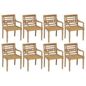 vidaXL, vidaXL Batavia-Stühle 8 Stk. Massivholz Teak, vidaXL Batavia-Stühle 8 Stk. Massivholz Teak