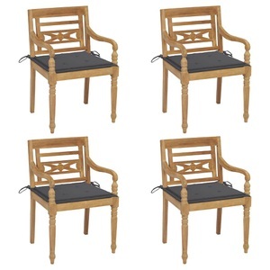 vidaXL, vidaXL Batavia-Stühle mit Kissen 4 Stk. Massivholz Teak