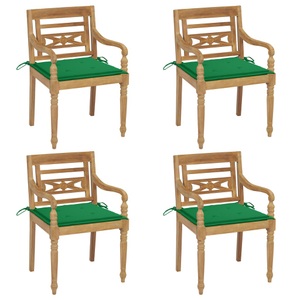 vidaXL Batavia-Stühle mit Kissen 4 Stk. Massivholz Teak