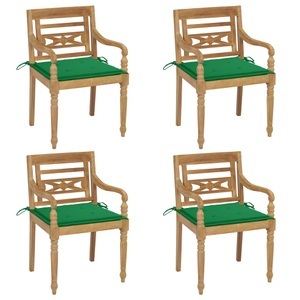 vidaXL, vidaXL Batavia-Stühle mit Kissen 4 Stk. Massivholz Teak