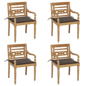 vidaXL Batavia-Stühle mit Kissen 4 Stk. Massivholz Teak