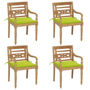 vidaXL Batavia-Stühle mit Kissen 4 Stk. Massivholz Teak