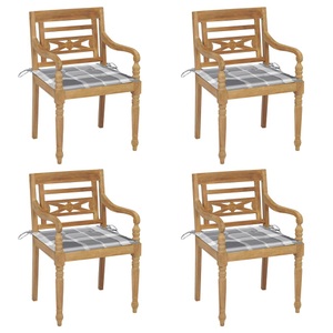 vidaXL Batavia-Stühle mit Kissen 4 Stk. Massivholz Teak