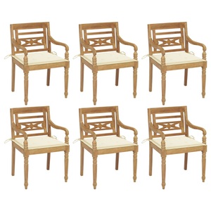 vidaXL Batavia-Stühle mit Kissen 6 Stk. Massivholz Teak