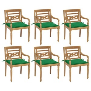 vidaXL, vidaXL Batavia-Stühle mit Kissen 6 Stk. Massivholz Teak