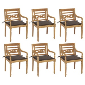 vidaXL, vidaXL Batavia-Stühle mit Kissen 6 Stk. Massivholz Teak