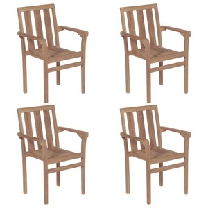 vidaXL, vidaXL Stapelbare Gartenstühle 4 Stk. Massivholz Teak, vidaXL Stapelbare Gartenstühle 4 Stk. Massivholz Teak
