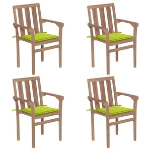 vidaXL, vidaXL Stapelbare Gartenstühle mit Kissen 4 Stk. Massivholz Teak, vidaXL Stapelbare Gartenstühle mit Kissen 4 Stk. Massivholz Teak