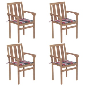 vidaXL, vidaXL Stapelbare Gartenstühle mit Kissen 4 Stk. Massivholz Teak, 