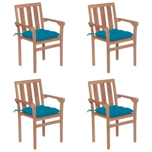vidaXL, vidaXL Stapelbare Gartenstühle mit Kissen 4 Stk. Massivholz Teak, vidaXL Stapelbare Gartenstühle mit Kissen 4 Stk. Massivholz Teak