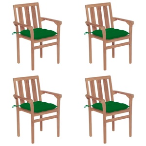 vidaXL, vidaXL Stapelbare Gartenstühle mit Kissen 4 Stk. Massivholz Teak, vidaXL Stapelbare Gartenstühle mit Kissen 4 Stk. Massivholz Teak