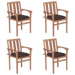 vidaXL, vidaXL Stapelbare Gartenstühle mit Kissen 4 Stk. Massivholz Teak, vidaXL Stapelbare Gartenstühle mit Kissen 4 Stk. Massivholz Teak