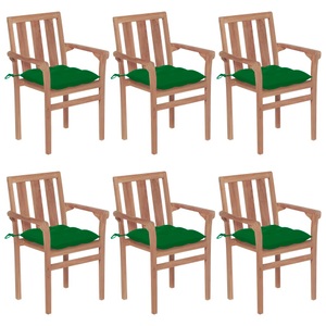 vidaXL, vidaXL Stapelbare Gartenstühle mit Kissen 6 Stk. Massivholz Teak, 