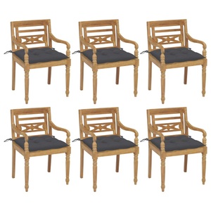 vidaXL, vidaXL Batavia-Stühle mit Kissen 6 Stk. Massivholz Teak, 