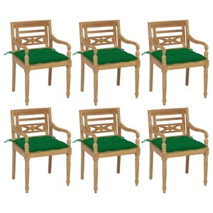 vidaXL, vidaXL Batavia-Stühle mit Kissen 6 Stk. Massivholz Teak