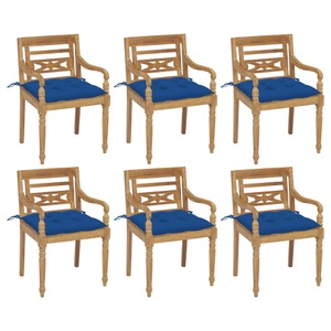 vidaXL, vidaXL Batavia-Stühle mit Kissen 6 Stk. Massivholz Teak, 