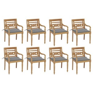 vidaXL, vidaXL Batavia-Stühle mit Kissen 8 Stk. Massivholz Teak