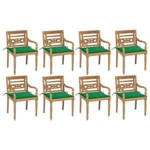 vidaXL, vidaXL Batavia-Stühle mit Kissen 8 Stk. Massivholz Teak