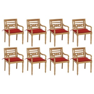 vidaXL, vidaXL Batavia-Stühle mit Kissen 8 Stk. Massivholz Teak