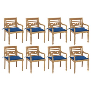 vidaXL, vidaXL Batavia-Stühle mit Kissen 8 Stk. Massivholz Teak